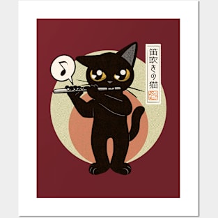 Flutist cat Posters and Art